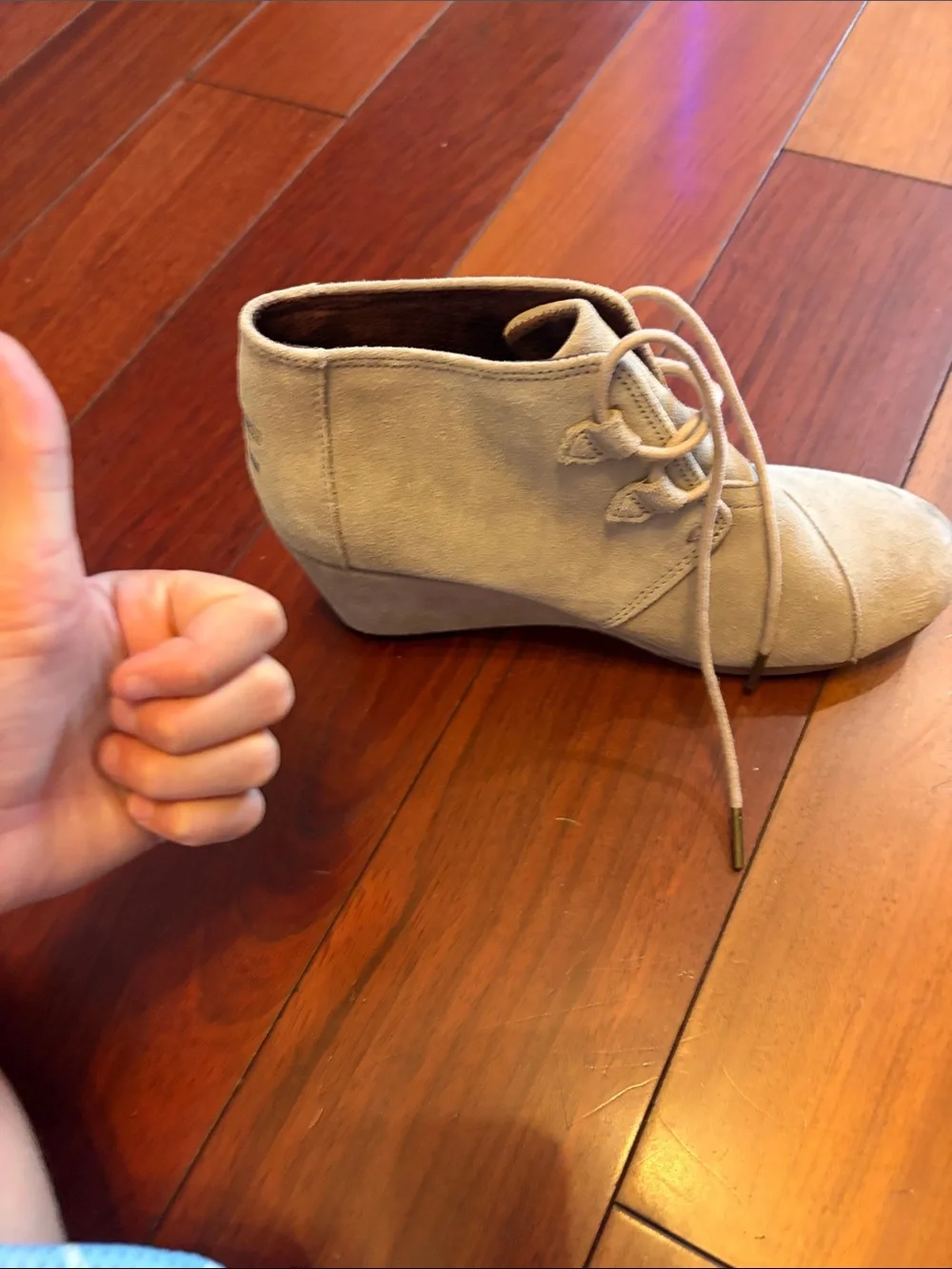 Toms Taupe Suede Wedge Ankle Boot